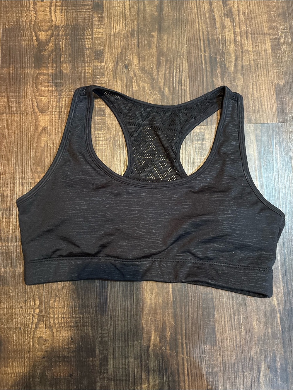 ZYIA Black Racerback Sports Bra with Lace-Style Back